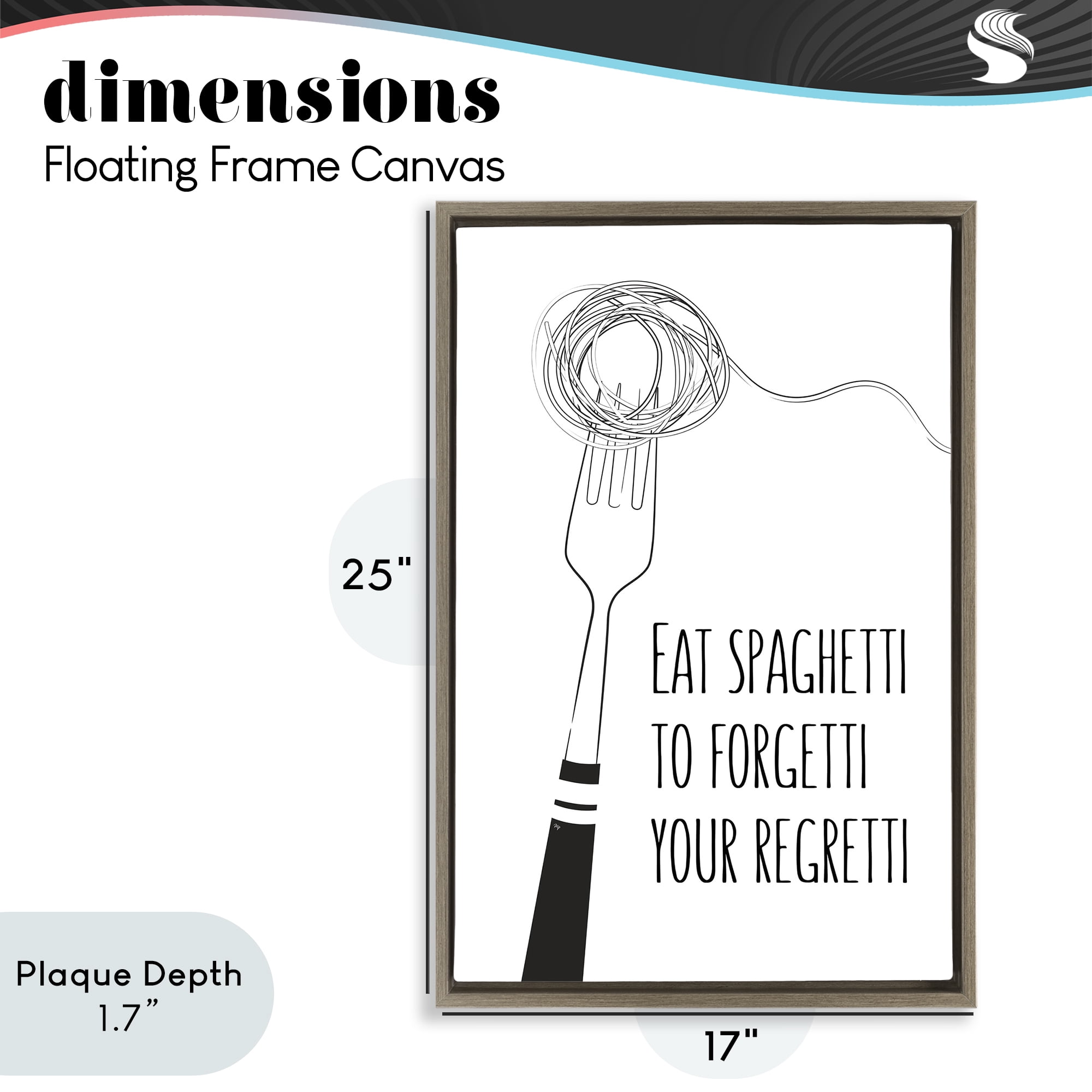 Stupell Industries Funny Spaghetti Sass Brown Framed Floater Canvas Wall Art, design by Martina Pavlova