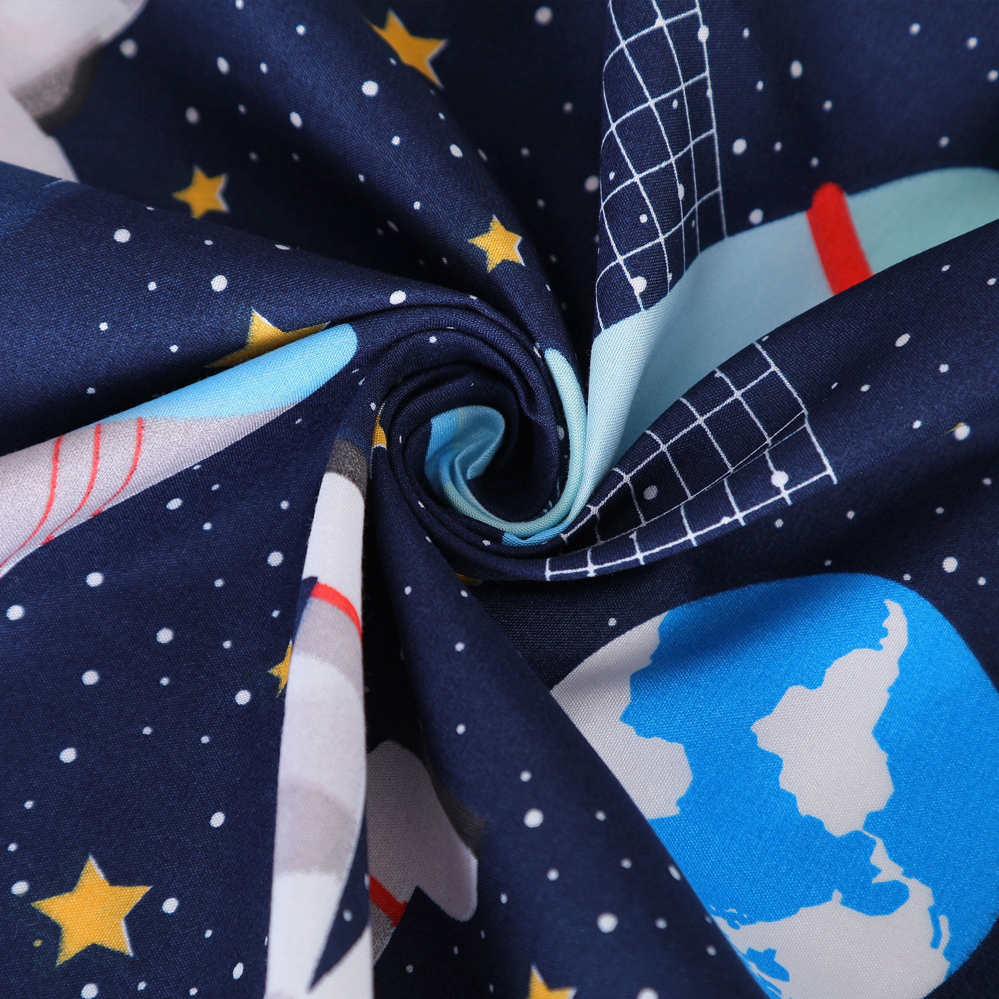 Unique Bargains 2-Piece Kids Astronaut Pattern Window Curtain Panel 42" x 84"