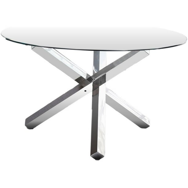 Best Master Furniture Tracy 54 Round Glass Dining Table In Silver Com Best Master Furniture Tracy 54 Round, 54 Round Glass Table Top