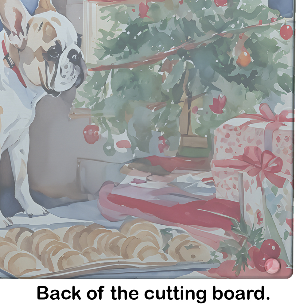 Carolines Treasures DAC3795LCB 15 x 12 in. Unisex French Bulldog Christmas Cookies Glass Cutting Board