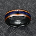 thumbnail image 4 of 8mm Handmade Lapis Lazuli Inlay Tungsten Carbide Ring for Men Women Size 7-12, 4 of 5