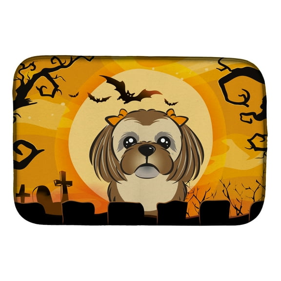 Carolines Treasures BB1807DDM Halloween Chocolate Brown Shih Tzu Dish Drying Mat 14 x 21" multicolor