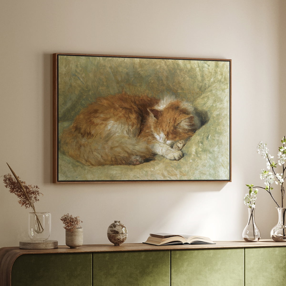 Vintage Animal Print-XLI By Wexford Home Framed in Walnut Wood Gallery Wrapped Canvas 17 in. x 25 in.