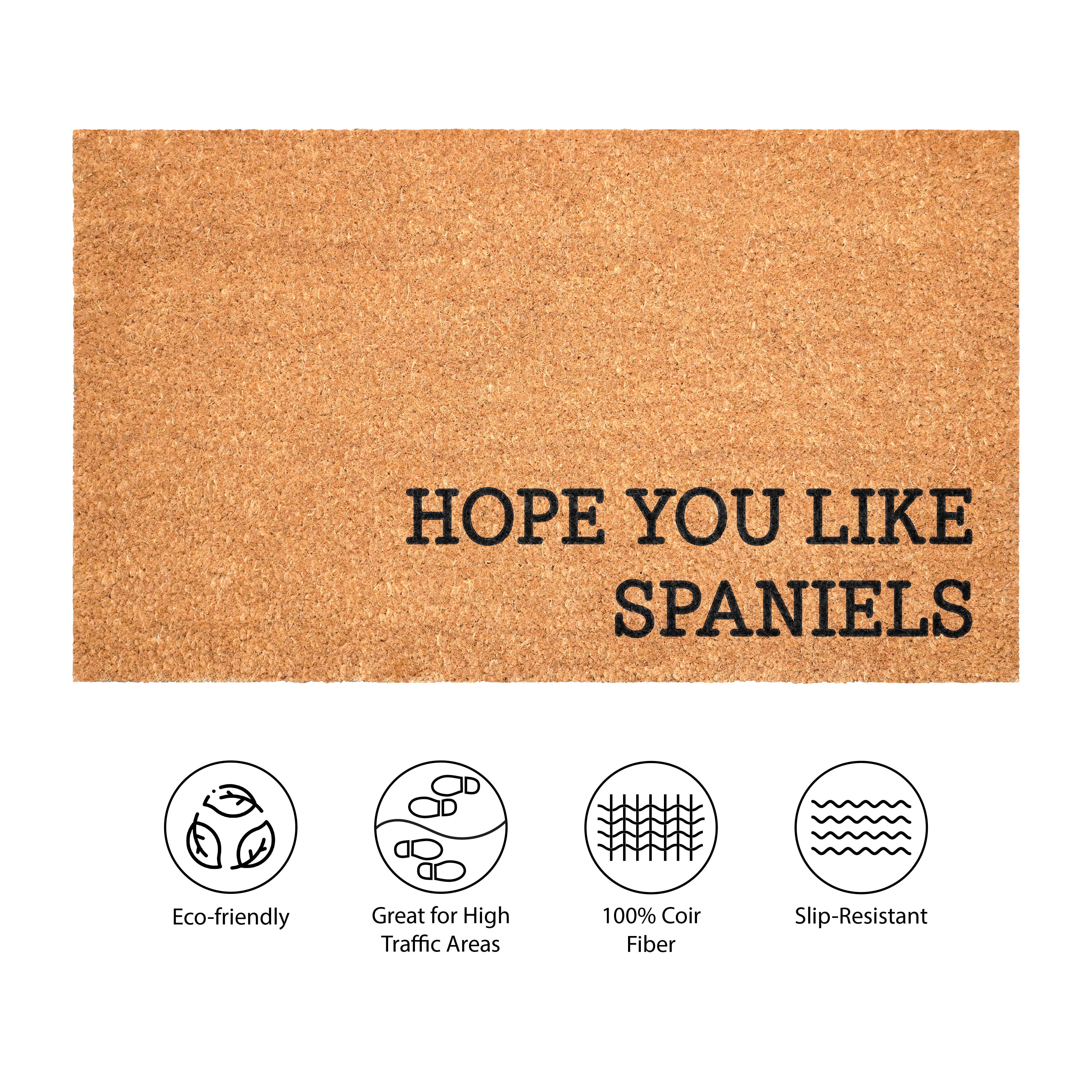 Hope You Like Spaniels Non Slip Vinyl Backing, Front Door Mat, Entryway Door Mat, 17"x29"