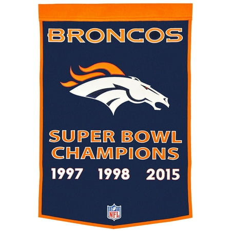 Super Bowl Dynasty Banner - Denver Broncos Official NFL 38 inch x 24 inch Super Bowl 50 Champions Dynasty Banner by Winning Streak