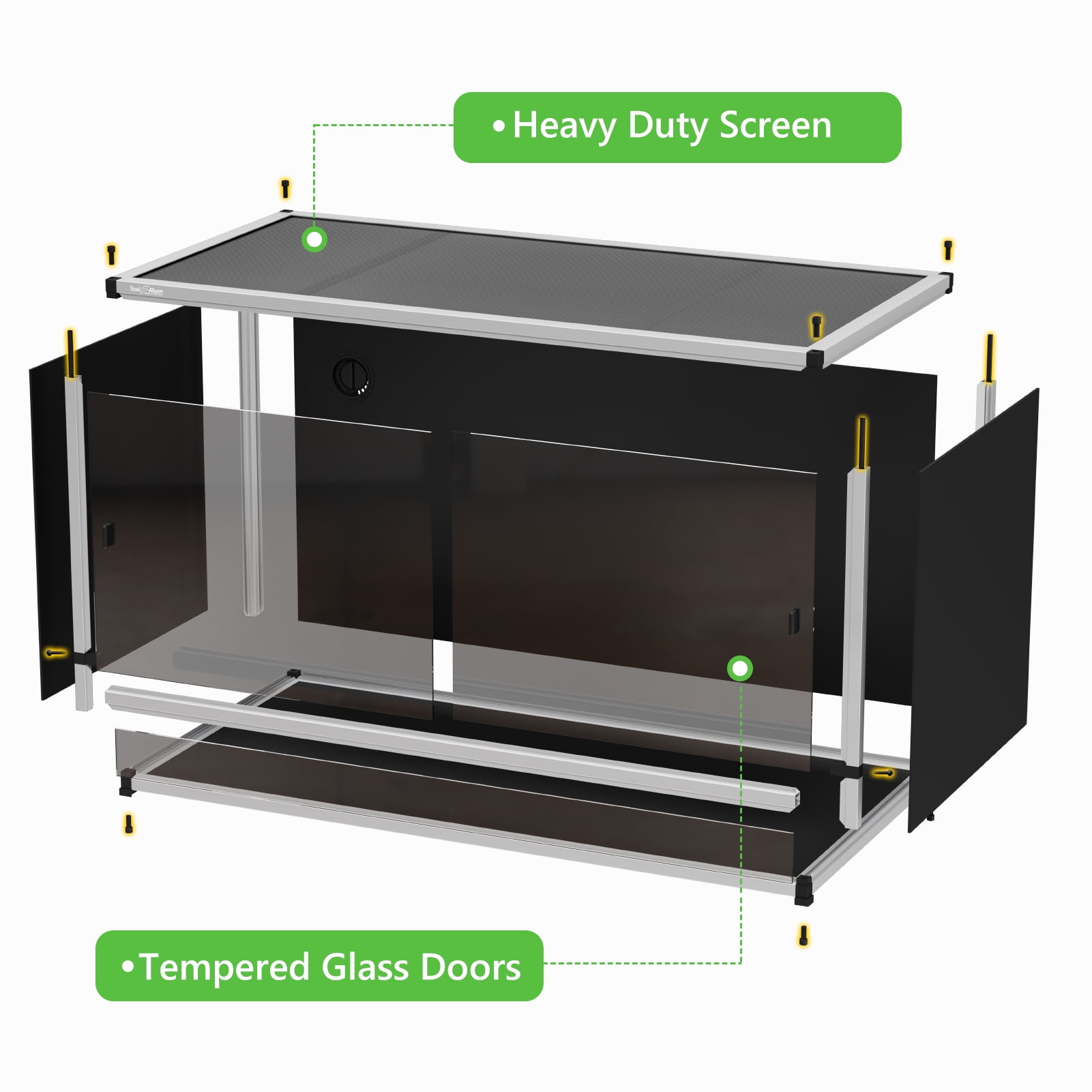 Toxirium 48x24x24 inch 120 gallon Stackable PVC Reptile Enclosure, Large Lizard Tank for Bearded Dragon, Lizard, Snake with Front Sliding Doors and Lock, Easy-Clean Terrarium