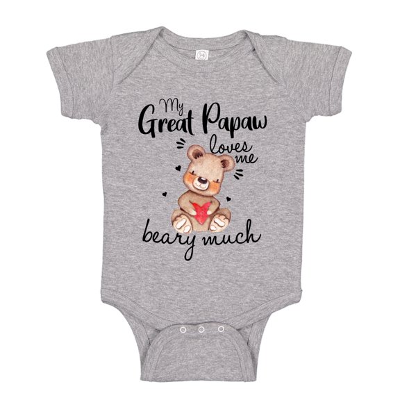 My Great Papaw Loves Me Beary Much Baby Bodysuit One Piece NB Athletic Heather