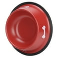 thumbnail image 3 of Cuenco de acero inoxidable para mascotas, comedero para perros y gatos, plato antideslizante resistente para perros con bonito estampado (rojo), 3 of 13