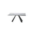 thumbnail image 3 of Whiteline Modern Living Chicago Extendable Dining Table 10mm tempered clear glass top, sanded black metal legs, 3 of 9