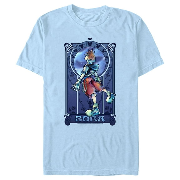 Men's Kingdom Hearts Re: Chain of Memories Sora Mirror Portrait  Graphic Tee Light Blue 3X Large