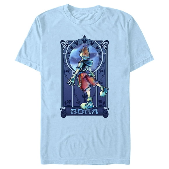 Men's Kingdom Hearts Re: Chain of Memories Sora Mirror Portrait  T-Shirt - Light Blue - Large