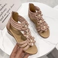 thumbnail image 5 of Jsaierl Womens Gladiator Sandals Casual Summer Flower Open Toe Sandals Comfortable Wedge Sandals Trendy Beach Sandal Size 4.5, 5 of 9