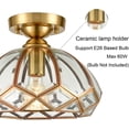 thumbnail image 2 of Gold Semi Flush Mount Ceiling Light Modern Brass Glass Ceiling Light Fixtures, 2 of 6