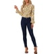 thumbnail image 2 of INSPIRAR CHIC Blusa Vintage de Manga Larga con Volantes y Cuello en V Floral para Mujeres Talla L Naranja, 2 of 6