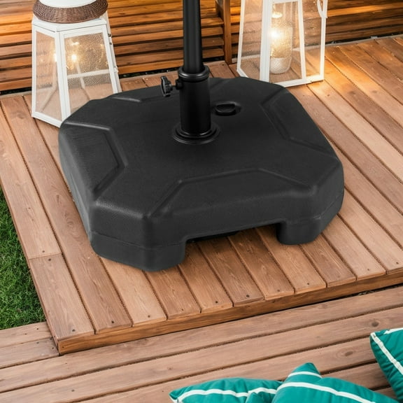 Spaco 17 Inch 88 LBS Heavy-Duty Fillable Umbrella Base, Umbrella Base with Handle for Patio, Garden, Backyard, Black
