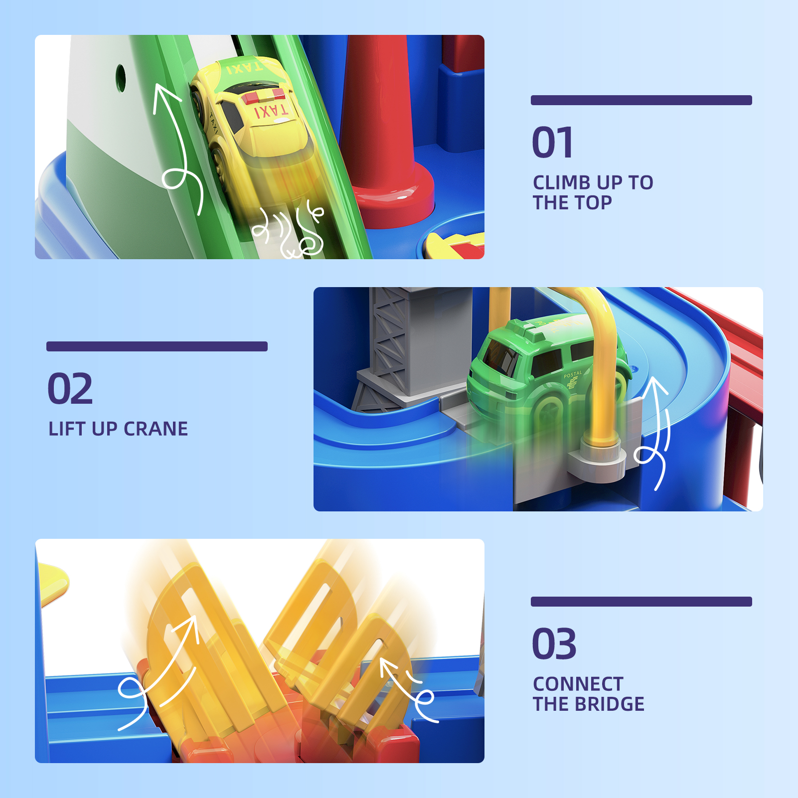 Lucky Doug Adventure Race Car Toys for 3-6 Years Old Boys, Car Rescue Adventure Toys with 4 Mini Car, Manually Operated Car Playset Educational Toys for Kids, Gifts for Boys Ages 3 4 5 6