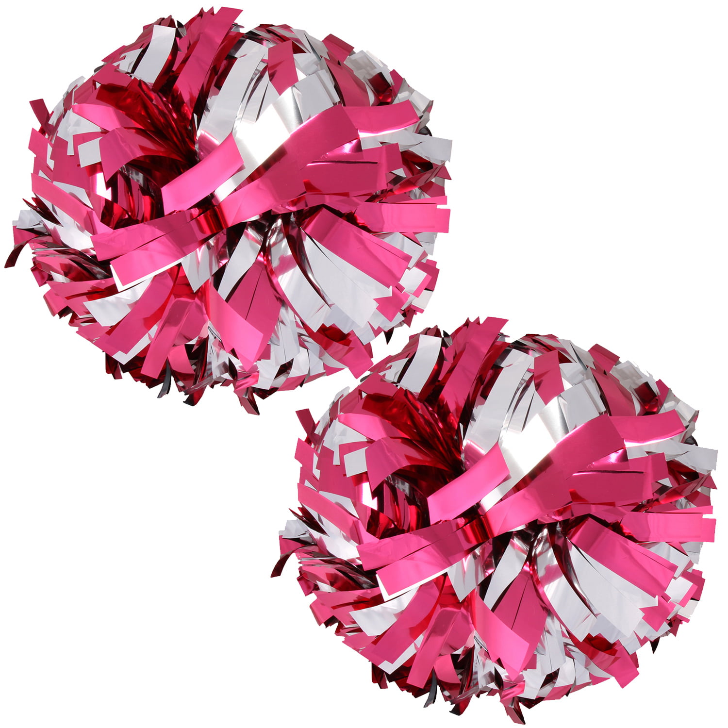 2PCS Pink Silver Pom Poms Cheerleading Cheerleader Cheer Dance Party Club Decor 