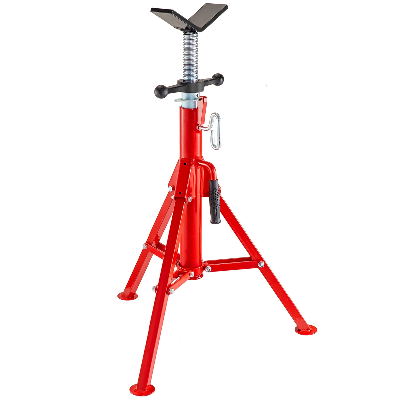 V Head Adjustable Support Jack Stand, 2500 LB Capacity Folding Support Stand with Height Range 28-52 Inch for Pipe Work