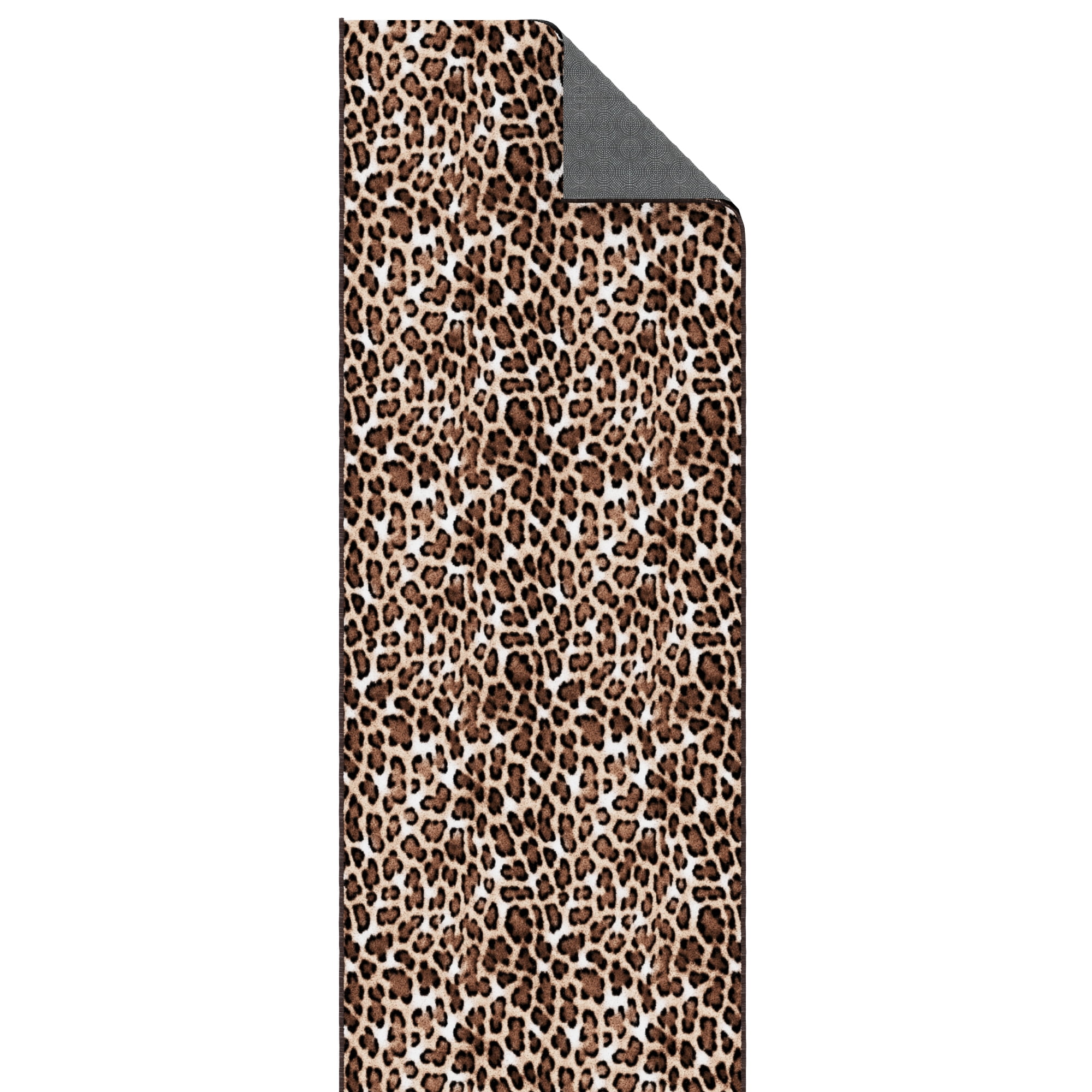 Ottomanson Aisle Runner Rug 1'10.5" x 55' Soft Non-Slip Indoor Rug, Leopard Print Brown