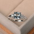 thumbnail image 2 of cushion cut, natural aquamarine ring ,promise ring, silver ring, blue gemstone ring, March birthstone ring, 2 of 4
