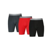 Athletic Works Men's Long Leg Stretch Nylon Boxer Briefs, 3 Pack