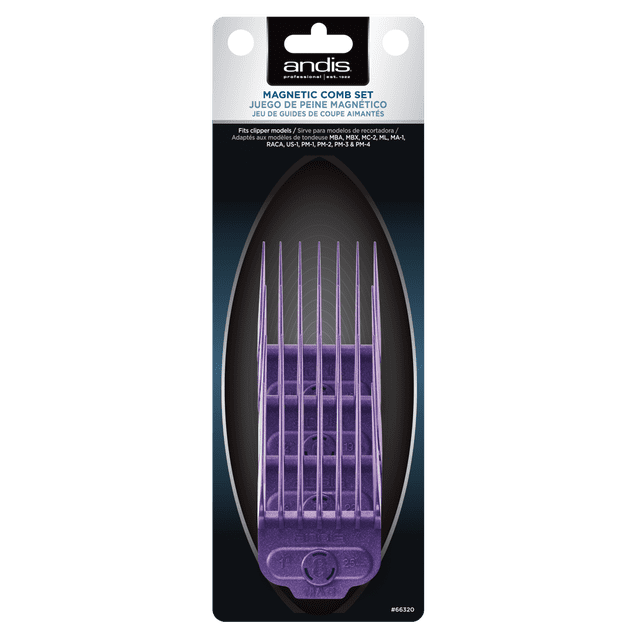 ANDIS Nano-Silver 1-Magnet Attachment 4-Combs, Large; Sizes 5/8", 3/4", 7/8", 1"