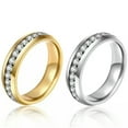thumbnail image 2 of HOOUN Mens Womens 6MM CZ Crystal Ring Band Wedding Rings Stainless Steel Size 6-12-10-Gold, 2 of 6