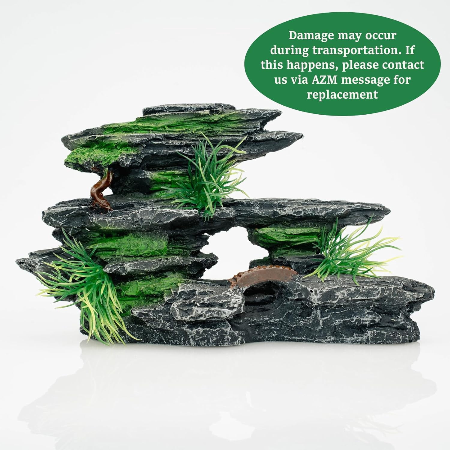 KSY Aquatics Aquarium Decor with Fish Tank Decoration - Aquarium Ornament Rock Cave Landscape, Multicolor, 1 Count