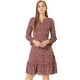 thumbnail image 1 of Vestido A Media Pierna De Leopardo Con Dobladillo Con Volantes Y Manga Larga En La Parte Delantera Con Cuello Redondo Y Cuello Redondo Para Mujer Rojo M, 1 of 6