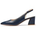 thumbnail image 2 of Zhabtuc Fashion Pointed Toe Slingback Heels Block Wedge Shoes Prom Party Shoes Navy Blue Size 7, 2 of 7