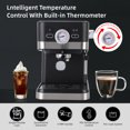 thumbnail image 3 of Espresso Machine 20 Bar, 1.5L Water Tank Pressure Gauge Milk Frother Steam, Stainless Steel Coffee Maker for Espresso, Latte, Mocha, Americano, 1050W, Black, 3 of 8