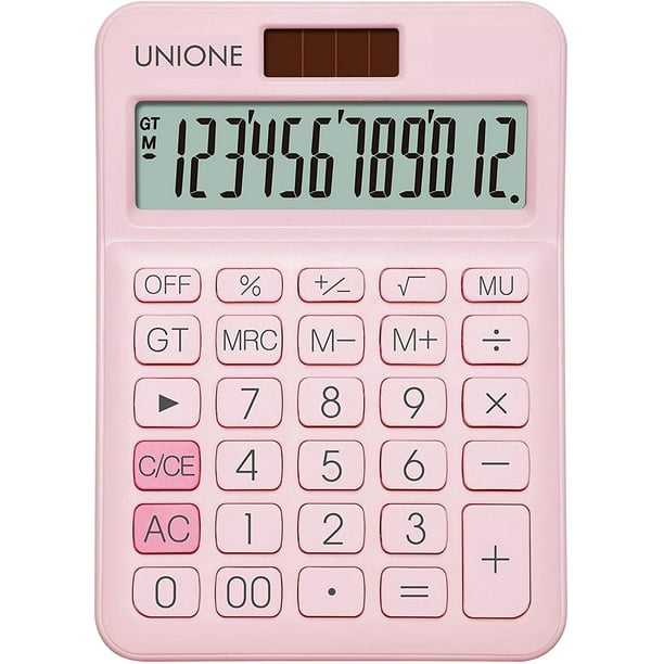 Calculadora rosa UNIONE, LCD dual, portátil. Negocios, oficina, escuela