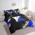 thumbnail image 3 of Feelyou Initial K Letter Bedding Comforter Set 7pcs, Blue Watercolor Artwork King Bedding Sets, Cartoon Basketball Print Reversible Bed Sheets, Lightweight Room Decor, 3 of 7