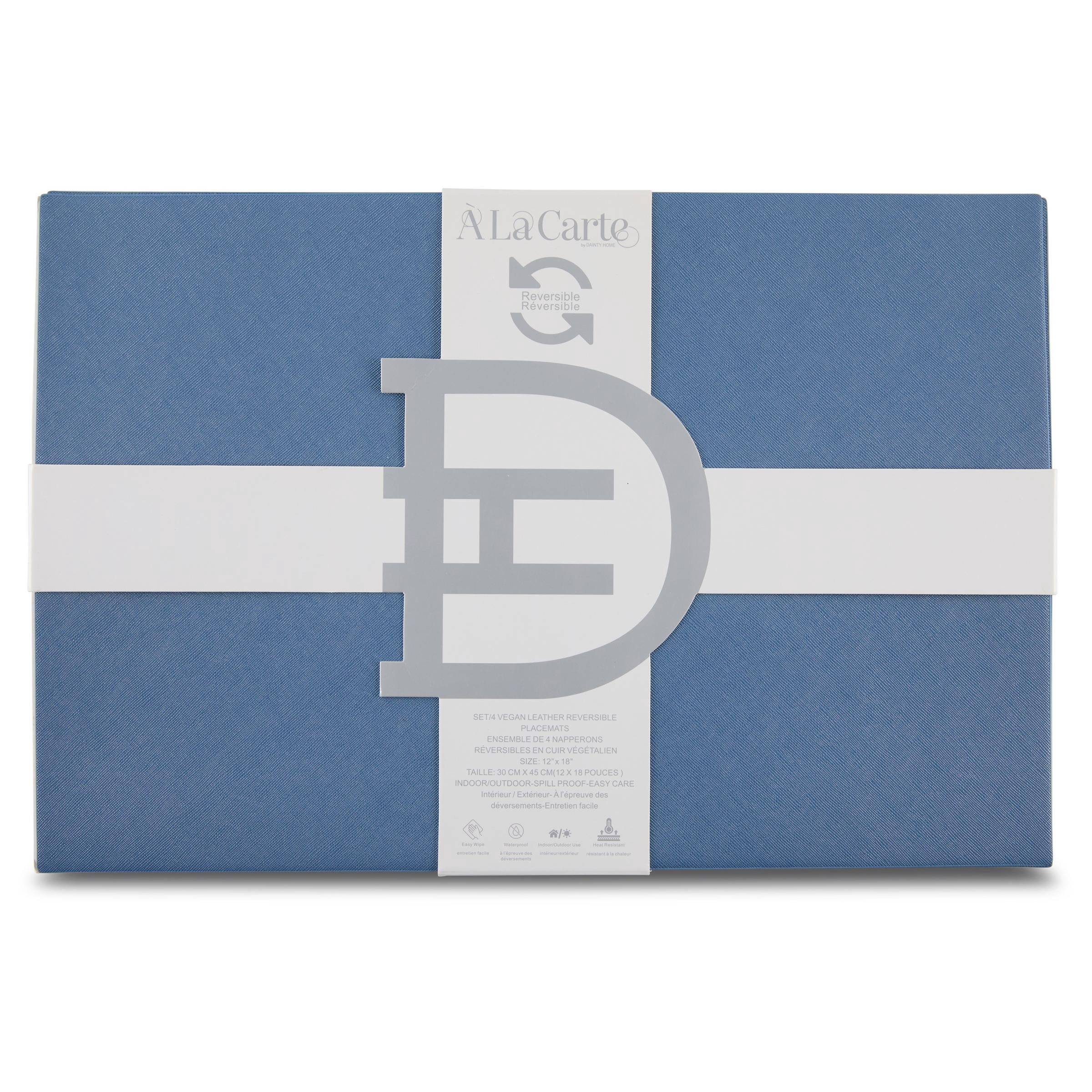 Ala Carte by Dainty Home Manhasset Saffiano Textured Faux Leather Placemats – Set of 4, Reversible, Non-Slip, Washable, Heat & Tear Resistant – 12x18 in Dining Table Mats