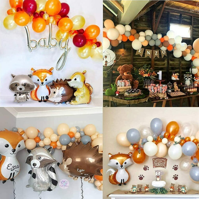 Animal Birthday Party Decorations, Woodland Happy Birthday Banner Raccoon,  Squirrel, Fox, Hedgehog Animal Balloon Garland & Arch Kit for Boy Girl Baby  Shower Birthday Supplies 
