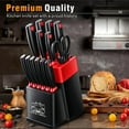 thumbnail image 5 of Five Cow 14-Piece Knife Block Set with Built-in Sharpener - Stainless Steel Kitchen Knives Includes Chef, Carving, Paring & Steak Knives - Dishwasher Safe, Ergonomic Non-Slip Handles (Dark Blue), 5 of 16