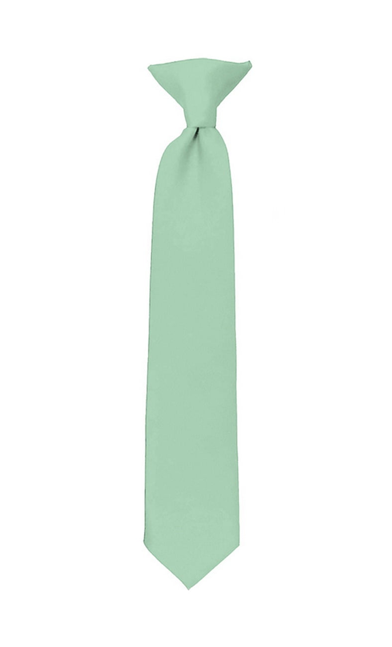 Sage Boys Classic Solid Poly Satin Clip-on Tie 