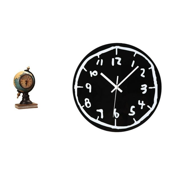 Figura de escritorio,Reloj de mesa con figura de globo terráqueo,decoración para oficina y hogar,Reloj de pared,Reloj de pared silencioso,sin tictac,decorativo,Reloj de pared moderno y