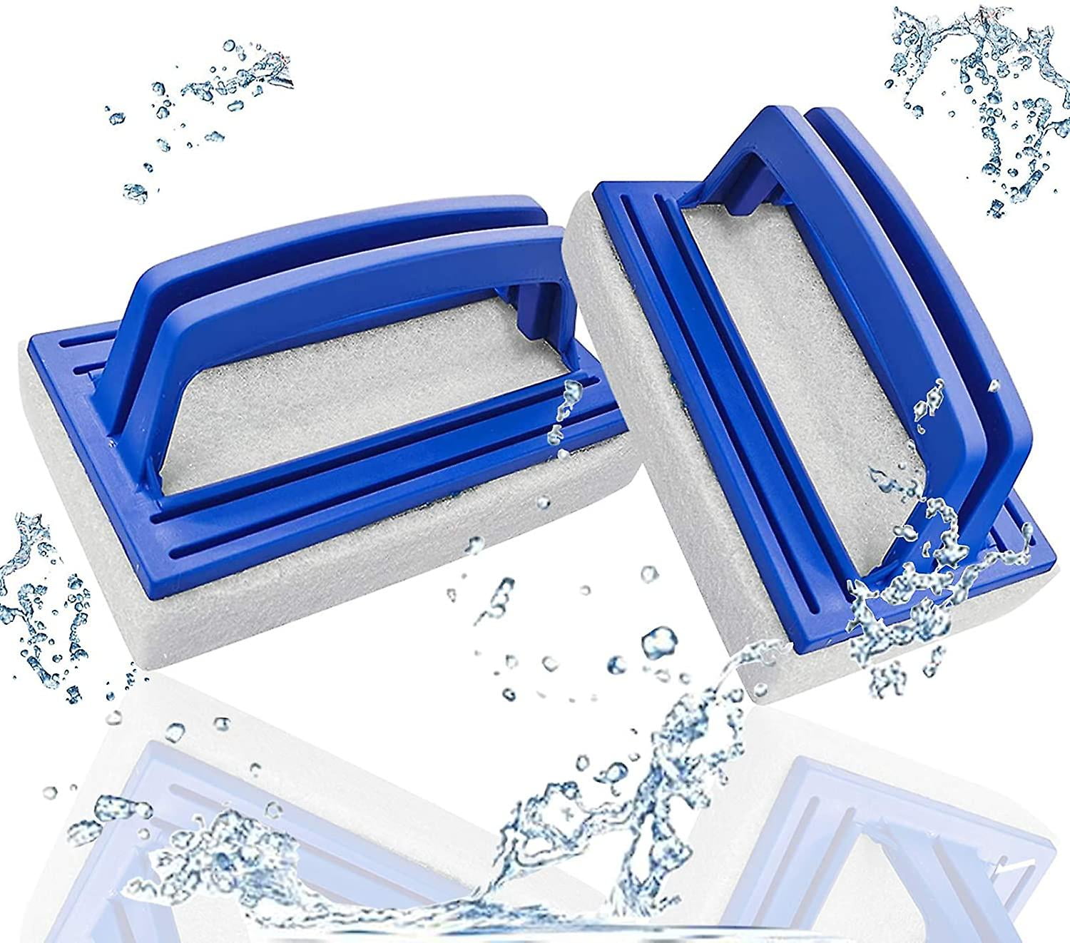 KNJOMZIE - Lot De 2 Éponges/Brosses De Nettoyage Pour Ligne D'Eau De Piscine - Avec Poignée - Polyvalente Cuisine/Salle De Bain - 6