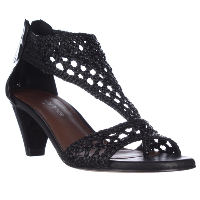 Womens Donald J Pliner Verona Woven T-Strap Sandals, Black 