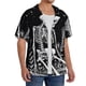 thumbnail image 2 of Balery Vintage Black white Plant skull Camisa Casual de Manga Corta con Botones para Hombre, Texturizada, Estilo Cubano, para Playa, Verano-3X-Large, 2 of 5