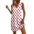 thumbnail image 2 of QUNYINEY A Line Sundresses for Women Beach Polka Dot Sleeveless Mini Tank Dress V Neck Casual with Pockets Vacation Loose Fit Dresses, 2 of 7