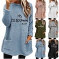 thumbnail image 4 of Women's Sherpa Sweatshirts Velvet Lined Warm Soft Long Sleeve Hoodies Fleece Cute Print Loose Comfortable Sweatshirt Gray XXXL, 4 of 5