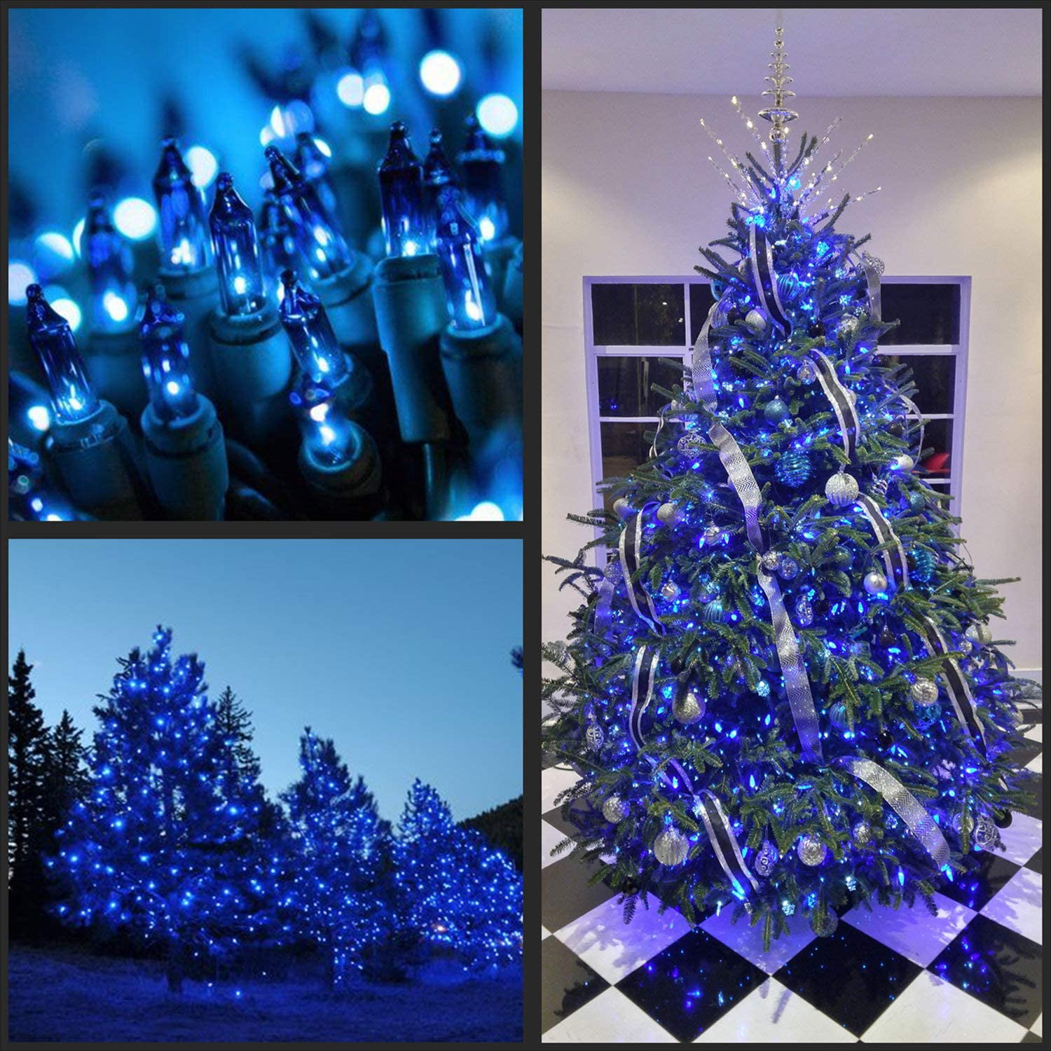 Pack of 2 Sets 33 F Details about   UL Certified 66 Feet 200 Count Blue Christmas String Lights 