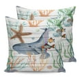 thumbnail image 7 of Whale Fish Sea Coral Starfish Shell Outdoor Pillow Covers Waterproof Throw Pillow Cover 18x18 Set of 2,Square Decorative Pillowcases Cushion Case for Patio Sofa Couch,Marine Life on Rustic Wood Grain, 7 of 7