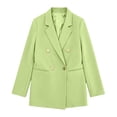 thumbnail image 4 of Zynoxe Blazer Jacket for Women Trendy Lapel Double Breasted Open Front Suit Jacket Fall Loose Versatile Business Casual Office Plus Size Jackets with Pockets Green1 3XL, 4 of 5