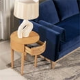 thumbnail image 2 of Cabana 18" Round Cane Rattan Storage Side Table Natural Brown Oak Wood, 2 of 12