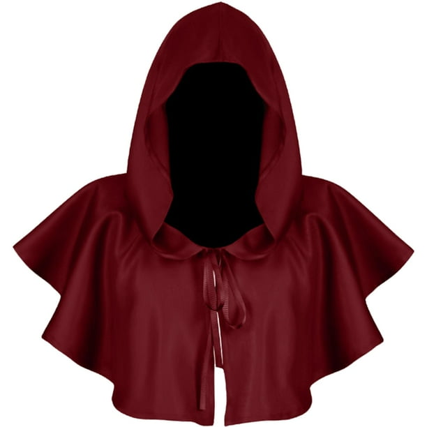 Poliéster Halloween Capa Accesorios de cosplay Disfraz Cowl Medieval Witch Cape Poncho con capucha para adultos