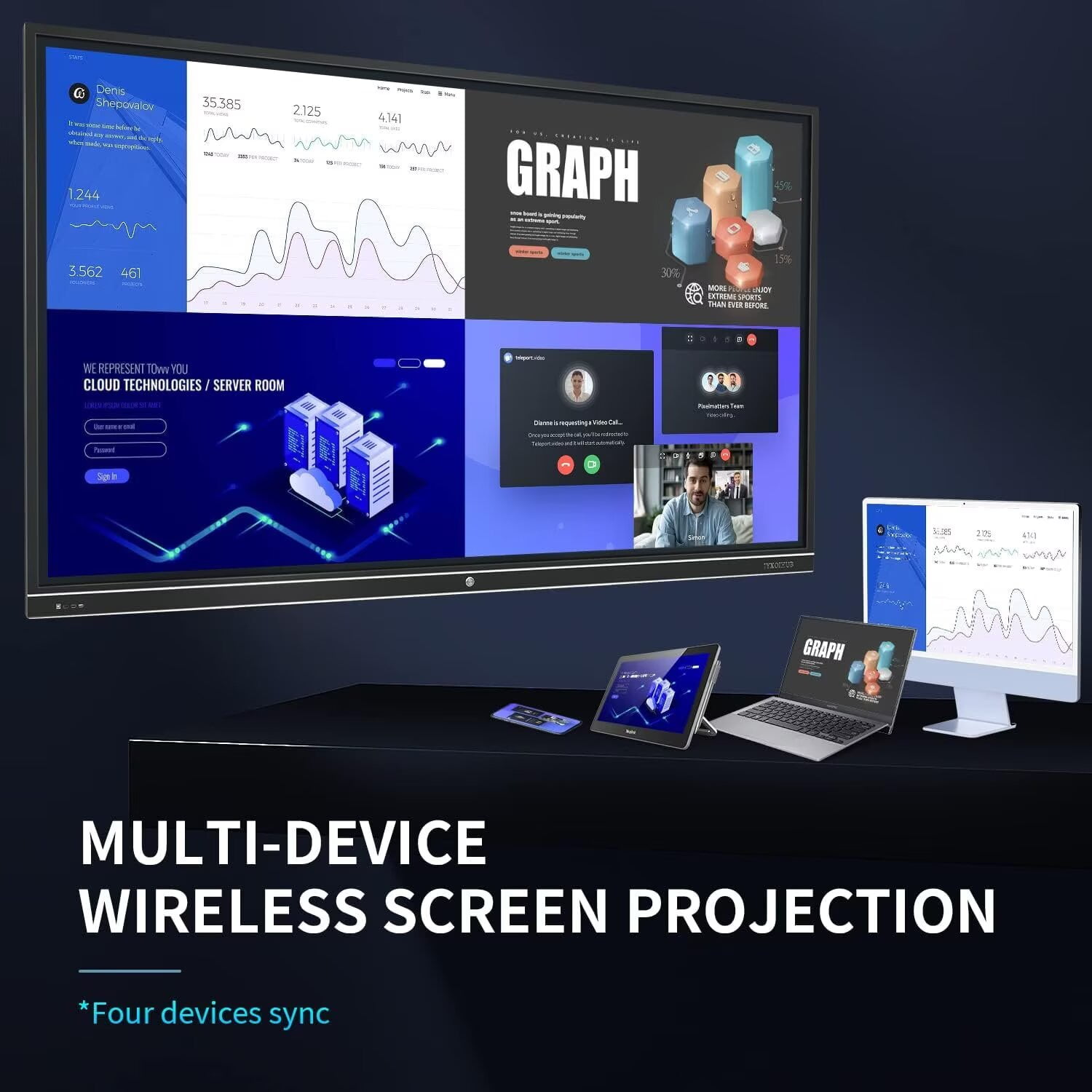 BELNET 55 Inch Android Smart TV, 2160P Touchscreen, Eshare Mirroring, Electronic Whiteboard, School Classroom Equipment