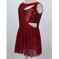 thumbnail image 3 of inhzoy Kids Big Girls Figure Ice Skating Tutu Costumes Sequins Tulle Dress Burgundy 6, 3 of 8